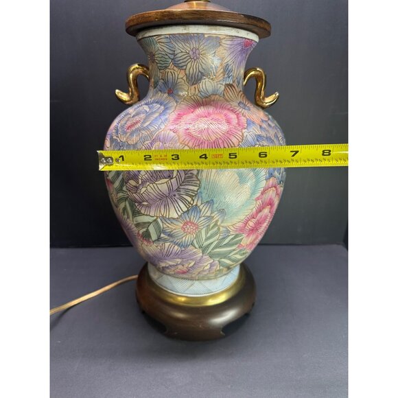 Vtg Frederick Copper Style Floral Table Lamp Urn Ginger Jar Style 28" Tall Works - Picture 10 of 11